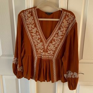 Embroidered Peplum Top - American Eagle